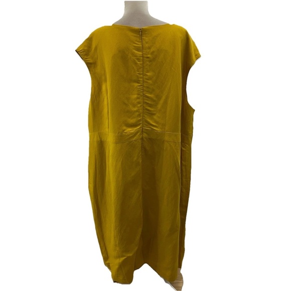 Jessica London Plus Size Linen Blend Lined Sheath Dress Size 30 Khaki Sleeveless - Picture 3 of 8